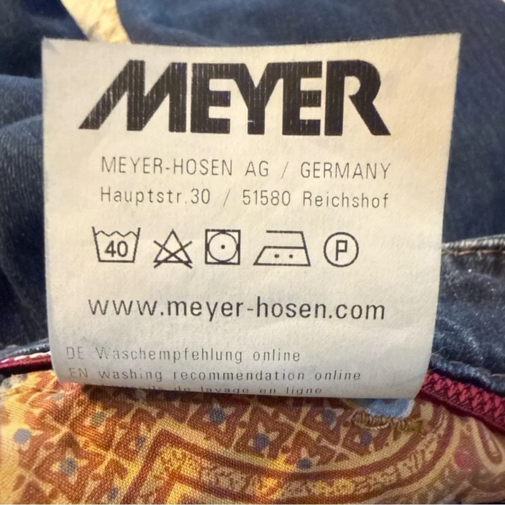 Meyer Dress Jeans Roma Dark Wash Denim Straight Leg Cotton Made in Germany